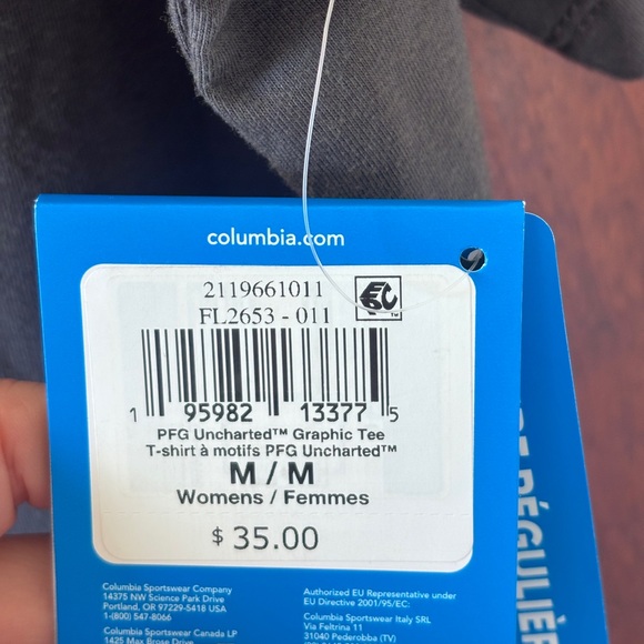 NWT Columbia Women's Lrg PFG Uncharted Graphic T-Shirt in Shark Gray - Picture 6 of 11